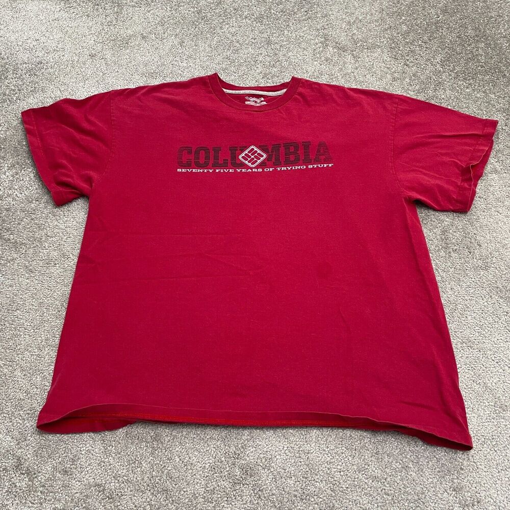Columbia Graphic T-Shirt Mens XL Red Crew Neck Short Sleeve Cotton Fishing Tee